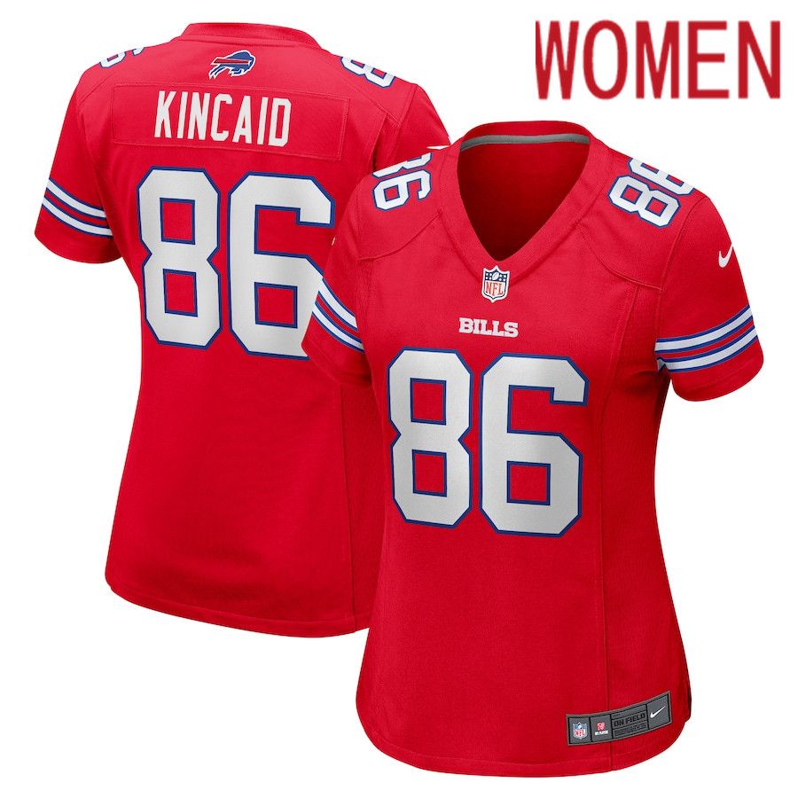 Women Buffalo Bills 86 Dalton Kincaid Nike Red Alternate Game NFL Jersey